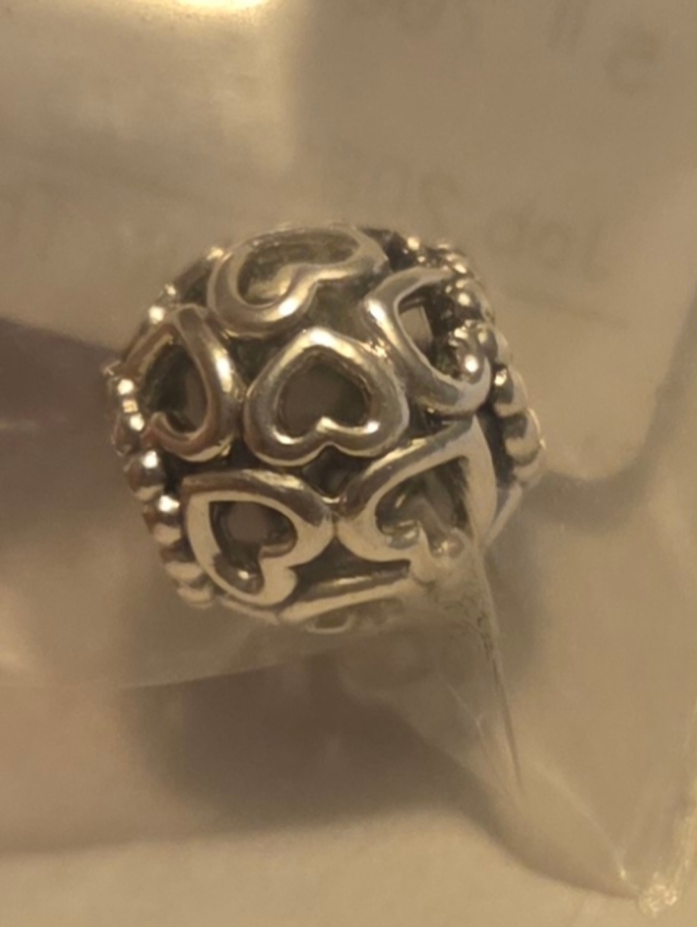 Pandora Silver Openwork Heart Bead Charm
